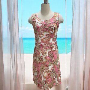 Jones‎ New York Signature Pink Paisley Shift Dress Sz 8 Summer Party Boho Chic